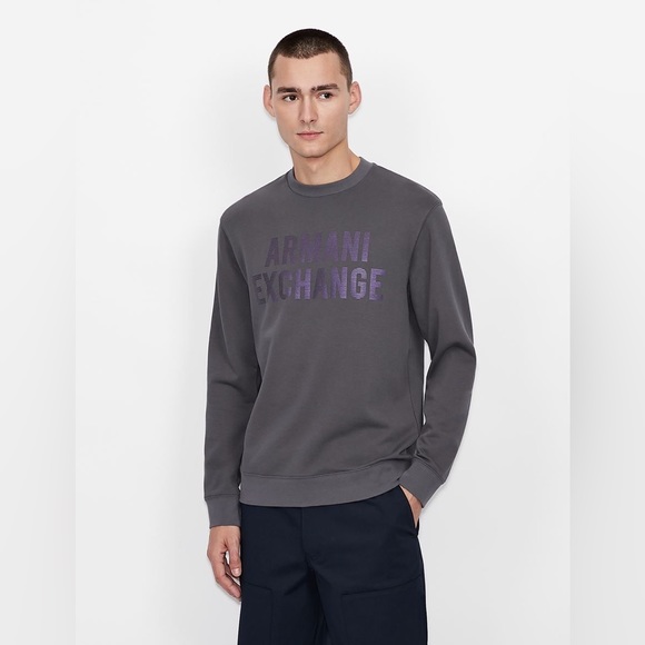 Armani Exchange IRIDESCENT LOGO CREW NECK SWEATSHIRT - Picture 7 of 9